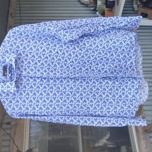 Men's Blue and White Patterned Shirt